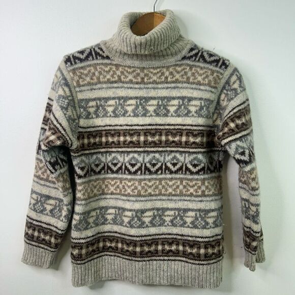 Vintage Melbourne Sport Shetland Wool Sweater L Fair Isle Turtleneck USA - Picture 1 of 10